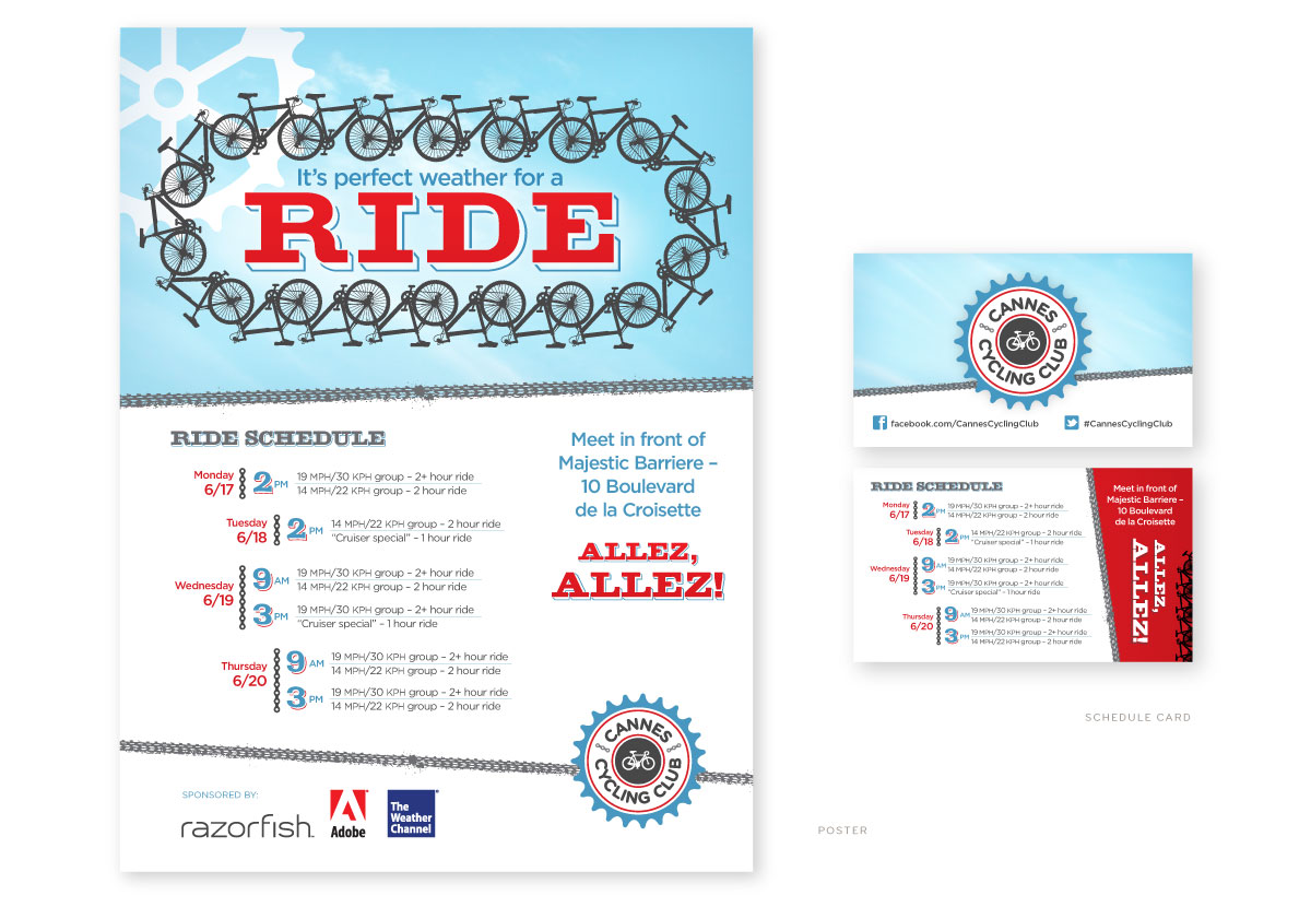 Razorfish Cannes Bike Club Poster and Schedule Card