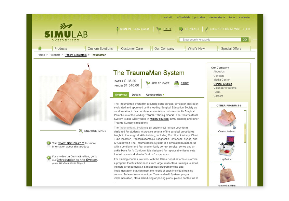 Simulab website interior page