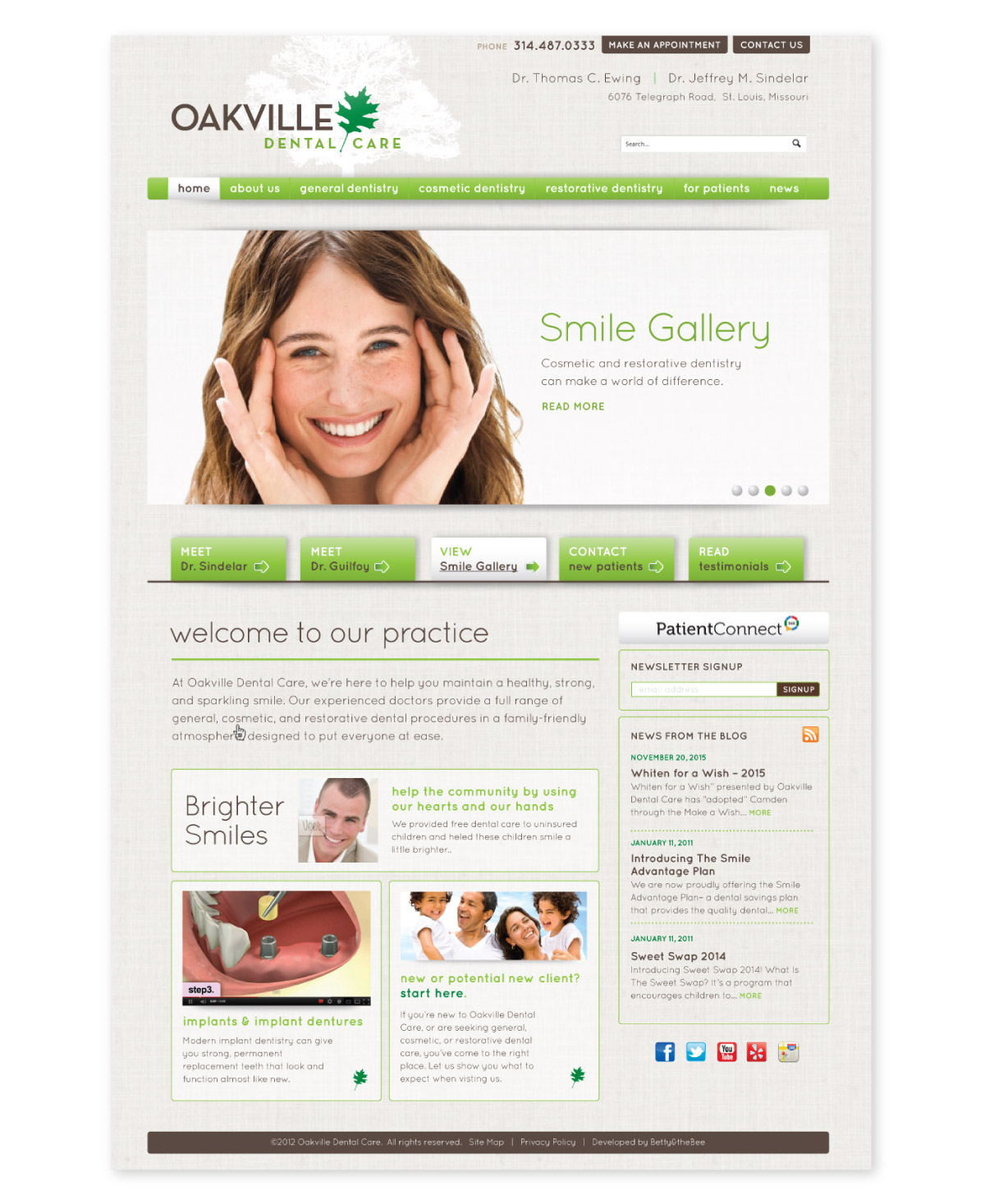 Oakville website landing page